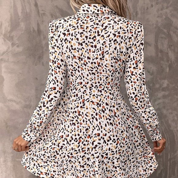 White Casual Womens Allover Print Cut Out Front Dress - Picture 2 of 5